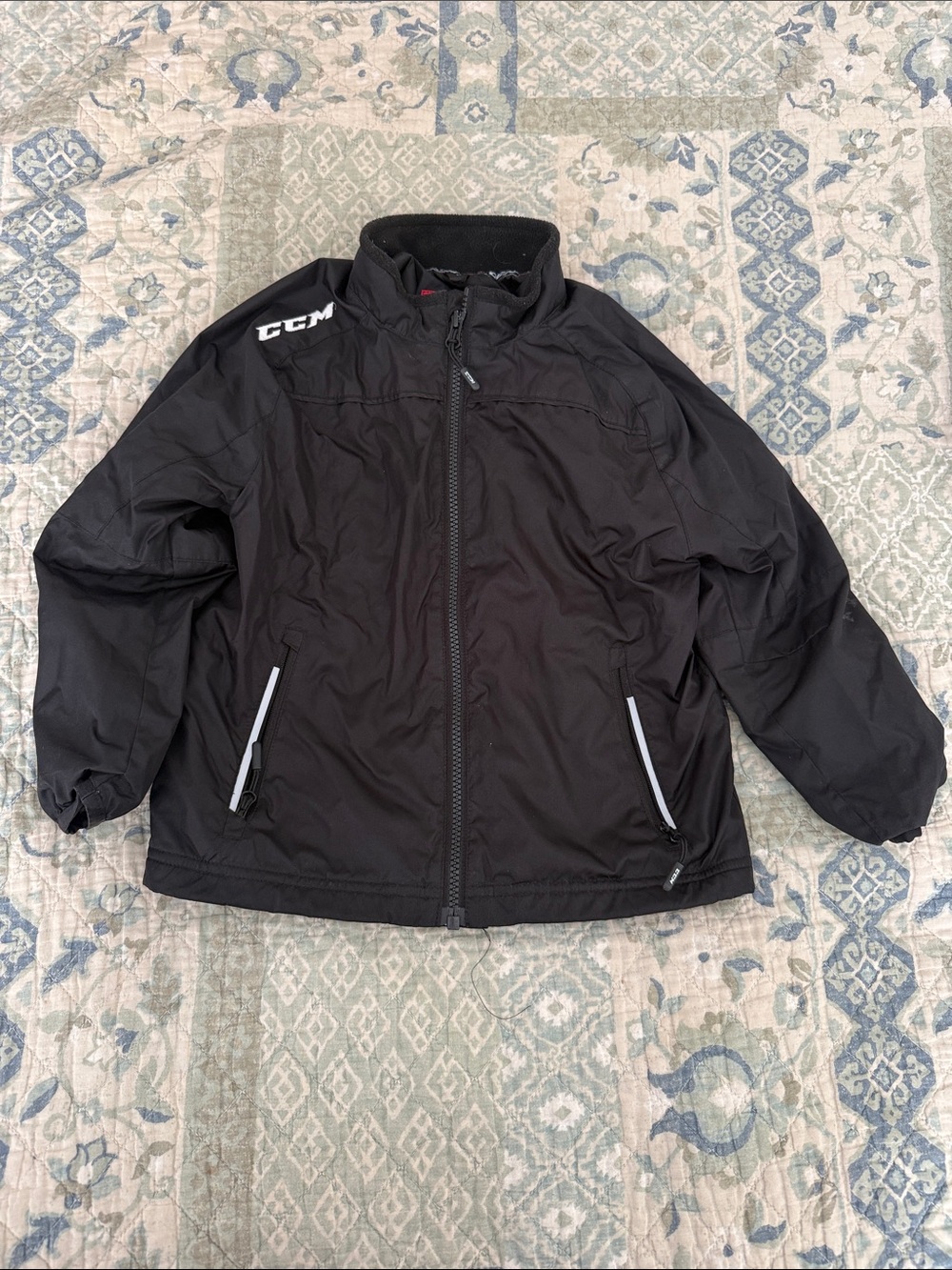 CCM Black Kids Zip-Up Puffer Jacket
